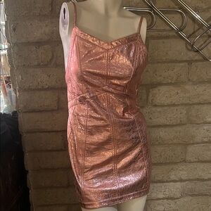 For Love And Lemons Shimmering Rose Mini Dress